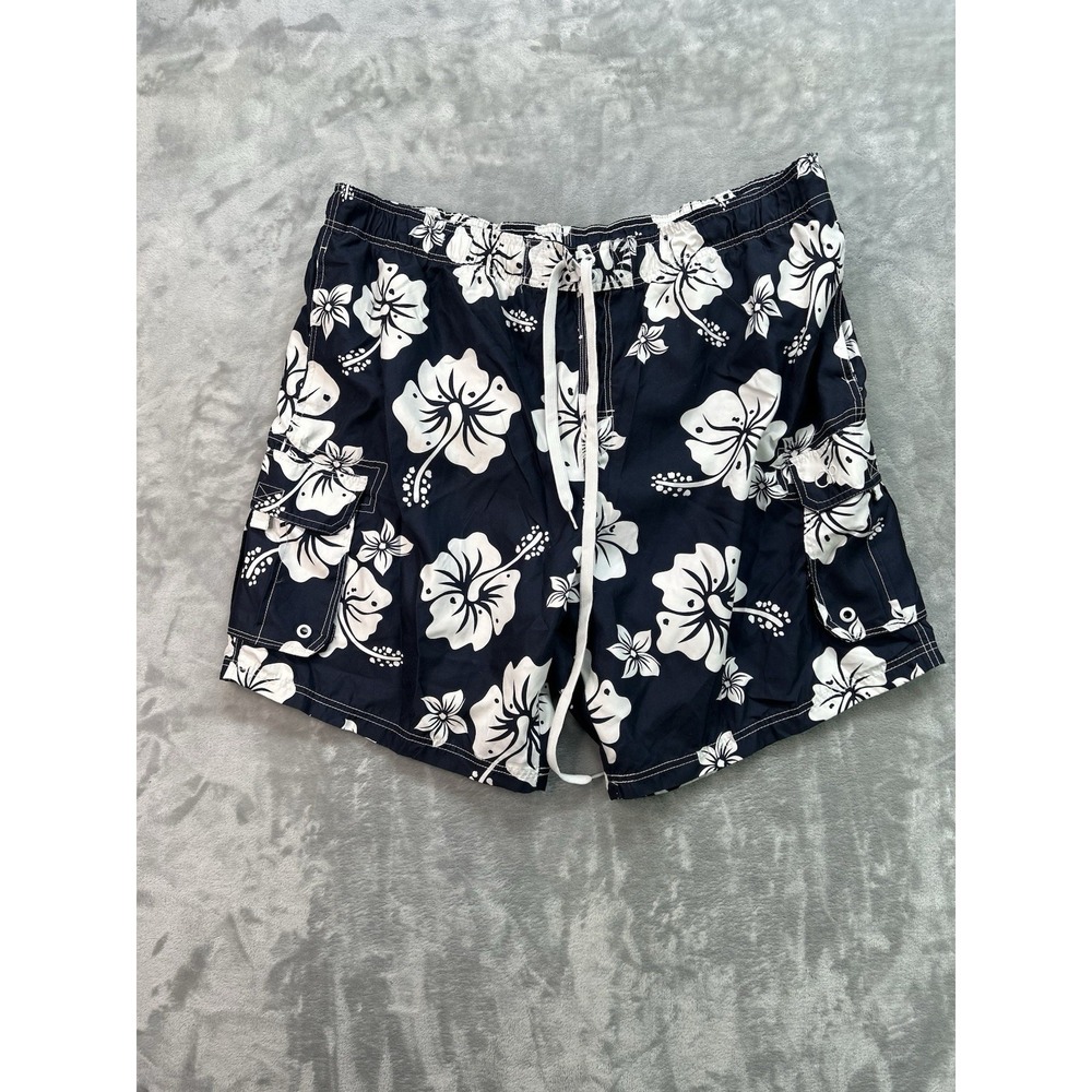 OP Ocean Pacific Men 3XL 48-50 Tropical Hawaiian Floral Swim Trunk Elastic Waist